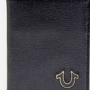 True Religion Black Card Holder with Gold Logo